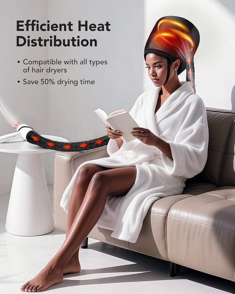 aopow Hooded Hair Dryer for Deep Conditioning - Headband Integrated Hair Bonnet Diffuser Cap Speeds Up Drying Time Adjustable Hair Dryer Caps Safety at Home Fast Drying Portable - Image 4